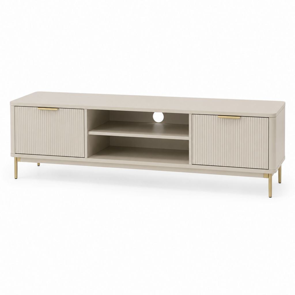 TV-Lowboard mit 2 Türen Creme Spanplatte Rechteckig 160 x 40 x 50 cm