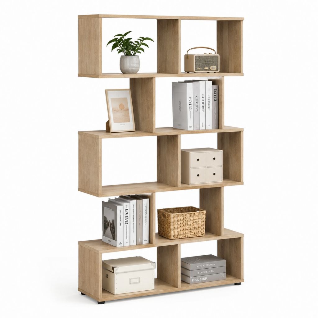 Bücherregal Eicheoptik aus Spanplatte 80 x 24 x 160 cm mit 10 offenen Fächern