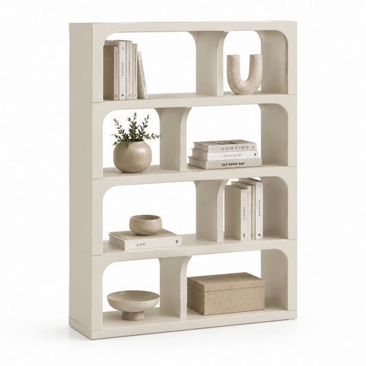 Bücherregal Cremeweiß MDF Rechteckig 80 x 30 x 180 cm mit 8 offenen Fächern